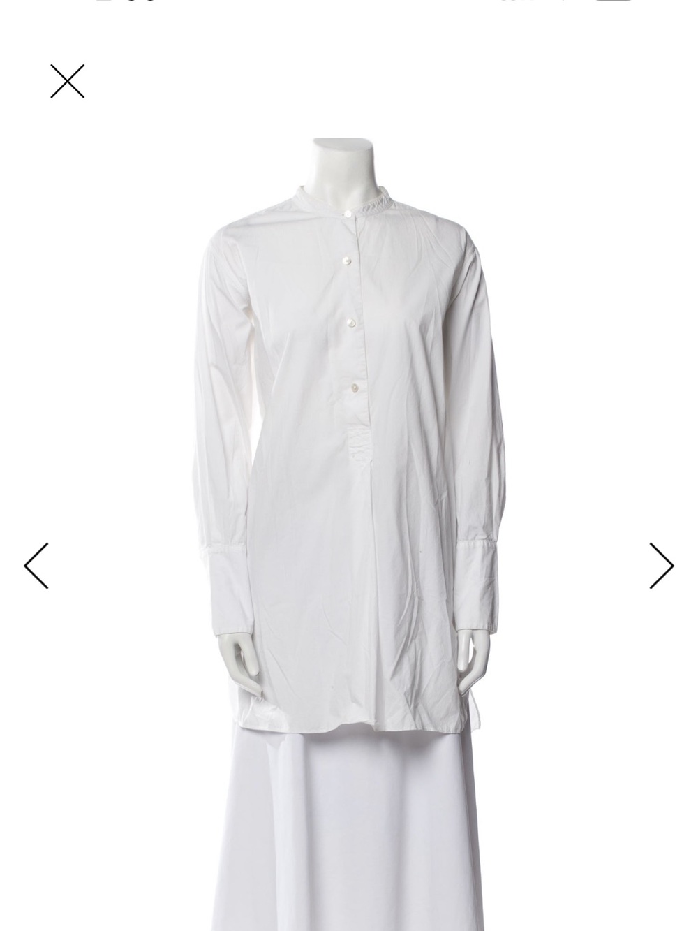 Nili Lotan White Collarless Button-Front Shirt